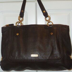 Elliott Lucca Dark Chocolate Brown Soft Leather Purse Gold Tone O Rings Gorgeous